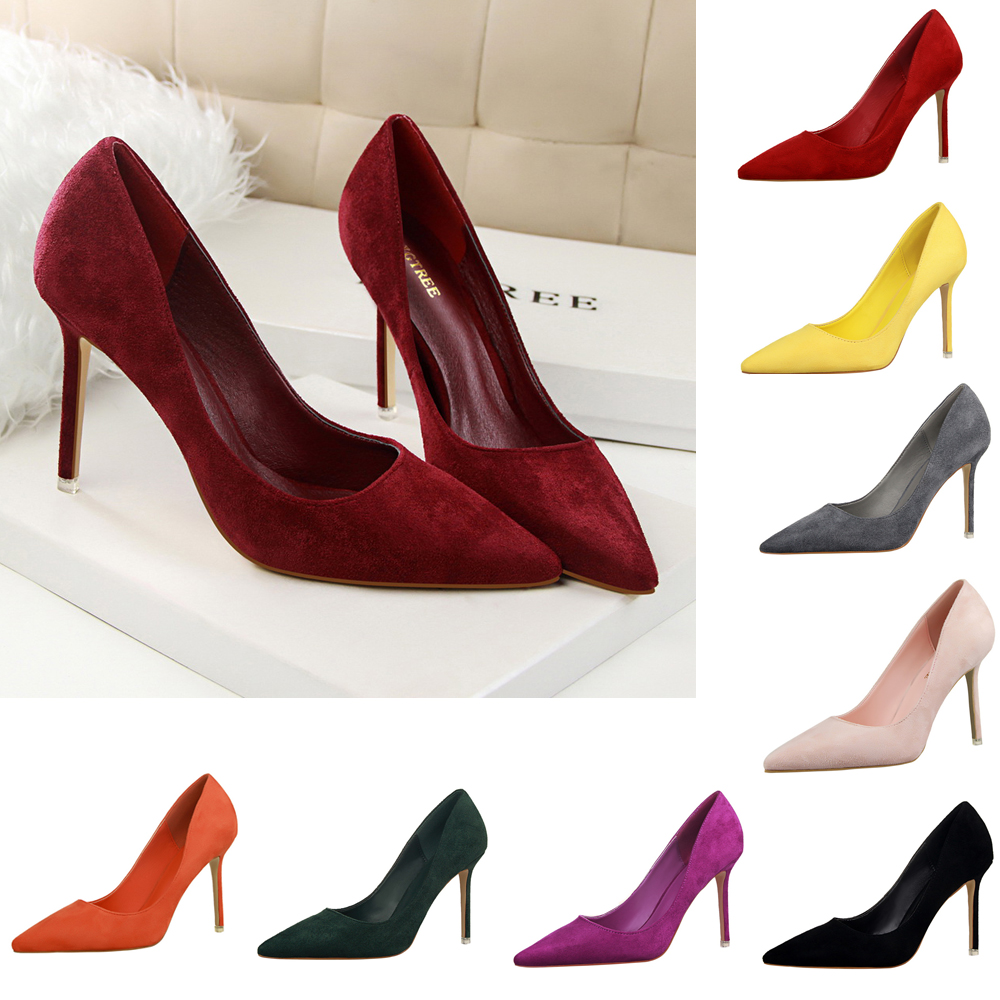 Court Heel Pointed - Klasyczne, eleganckie zamszowe pompy 4 