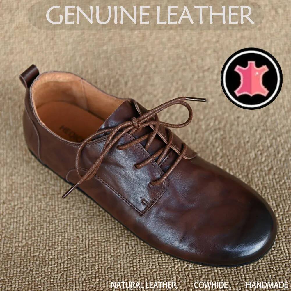 Oxford Lace Up Women - Damskie sznurowane baleriny oksfordki z okrągłym
