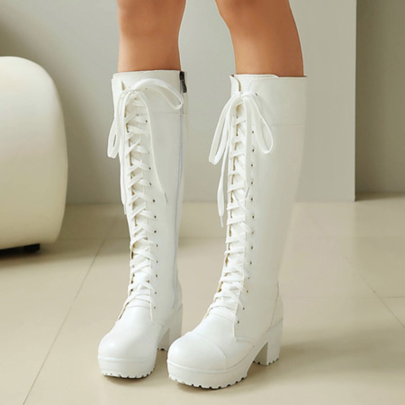 Damskie kozaki do kolan sznuro – Knee High Boots Women recenzja i cena